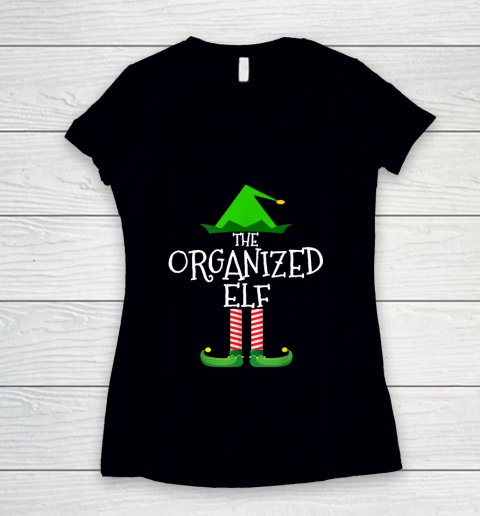 The Organized Elf Family Matching Group Christmas Gift Funny Women's V-Neck T-Shirt