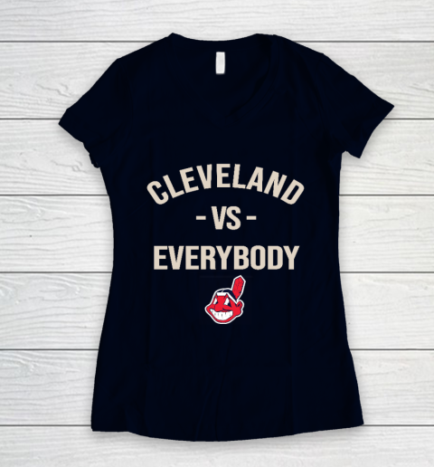 Cleveland Indians Vs Everybody Women's V-Neck T-Shirt 2