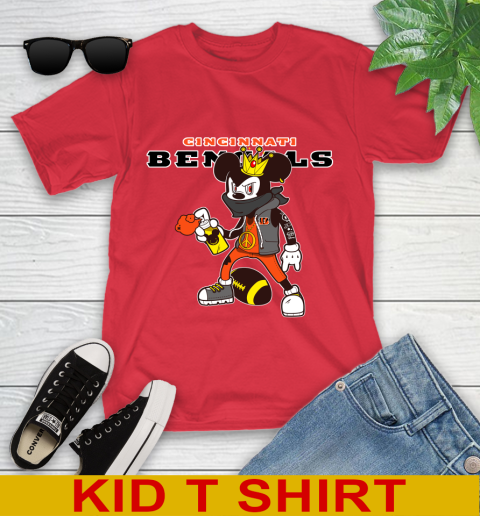 Cincinnati Bengals NFL Football Mickey Peace Sign Sports Youth T-Shirt 10