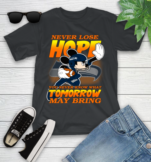 Seattle Seahawks NFL Football Mickey Disney Never Lose Hope Youth T-Shirt