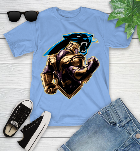 NFL Thanos Avengers Endgame Football Sports Carolina Panthers Youth T-Shirt 11