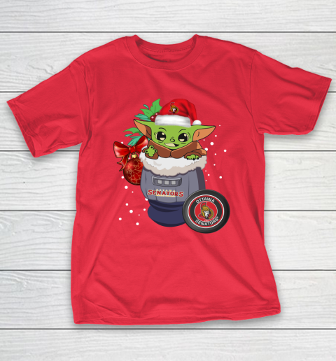 Ottawa Senators Christmas Baby Yoda Star Wars Funny Happy NHL T-Shirt 10