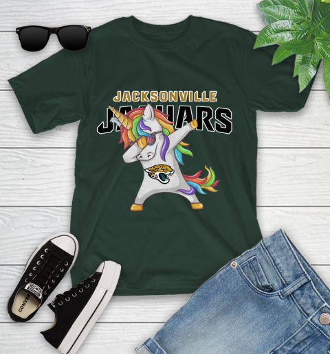 Jacksonville Jaguars NFL Football Funny Unicorn Dabbing Sports Youth T-Shirt 5