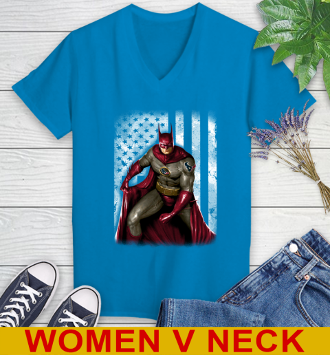Houston Texans NFL Football Batman DC American Flag Shirt Women's V-Neck T-Shirt 7