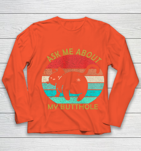 Funny Cat Kitten Tee Ask me about my BUTTHOLE Youth Long Sleeve 3