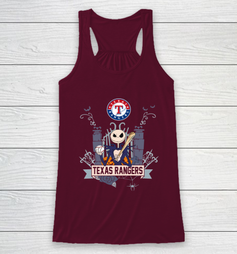 MLB Texas Rangers Baseball Jack Skellington Halloween Racerback Tank 2