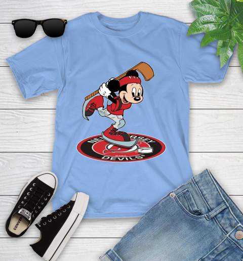 NHL Hockey New Jersey Devils Cheerful Mickey Disney Shirt Youth T-Shirt 11