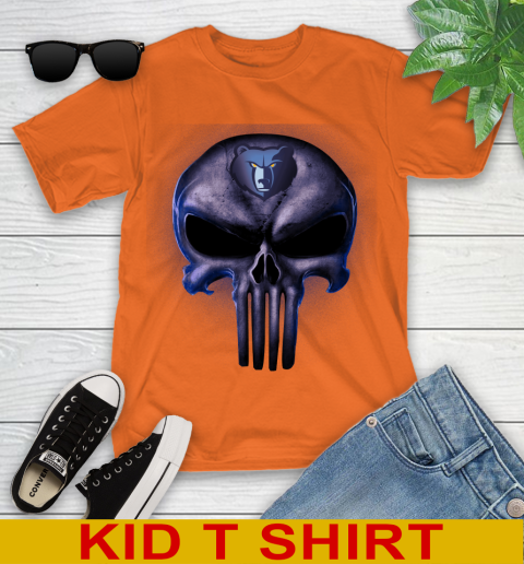 Memphis Grizzlies NBA Basketball Punisher Skull Sports Youth T-Shirt 8