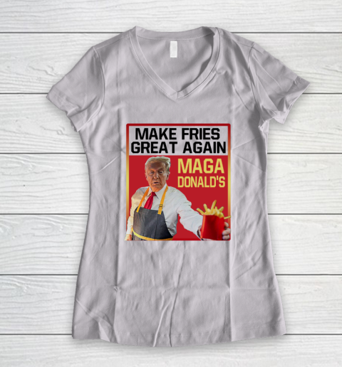 MAGAdonald's Make French Fries Great Again Donald Trump Women's V-Neck T-Shirt