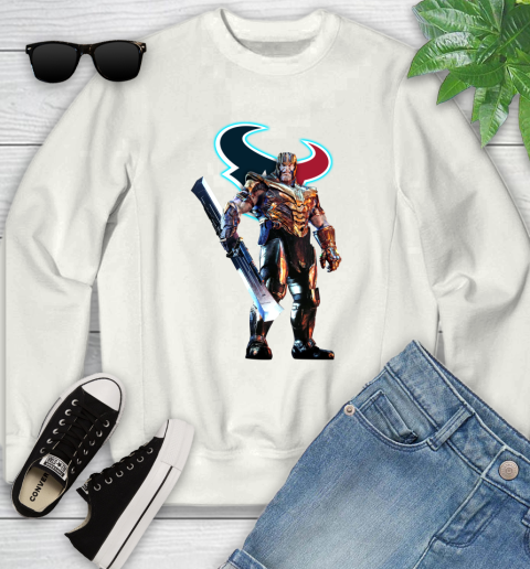 NFL Thanos Gauntlet Avengers Endgame Football Houston Texans Youth Sweatshirt