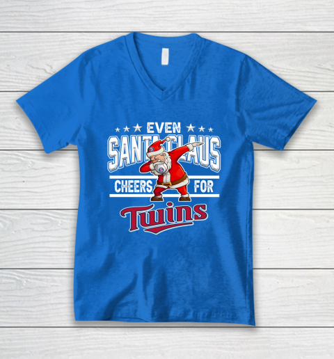 Minnesota Twins Even Santa Claus Cheers For Christmas MLB V-Neck T-Shirt 5