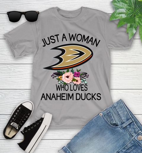NHL Just A Woman Who Loves Anaheim Ducks Hockey Sports Youth T-Shirt 2