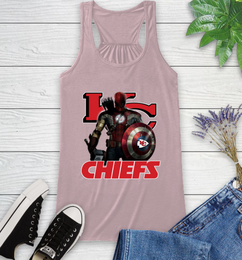 NFL Captain America Thor Spider Man Hawkeye Avengers Endgame Football Kansas City Chiefs Racerback Tank 11