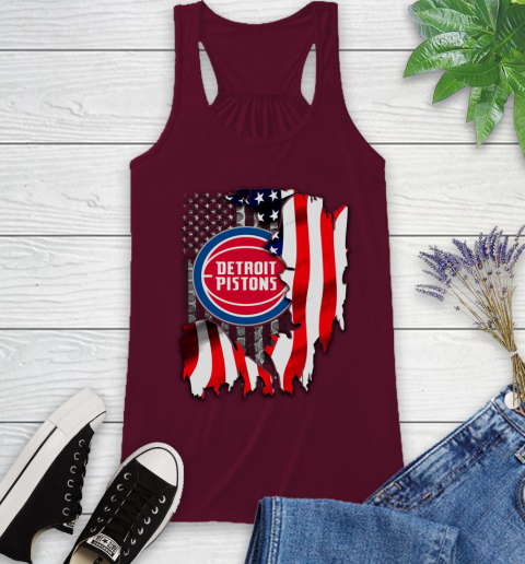 Detroit Pistons NBA Basketball American Flag Racerback Tank - Image 3