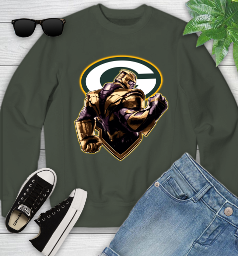 NFL Thanos Avengers Endgame Football Sports Green Bay Packers Youth Sweatshirt 10