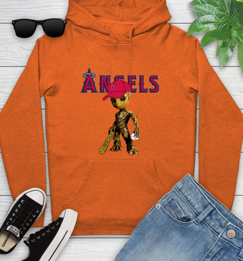 MLB Los Angeles Angels Groot Guardians Of The Galaxy Baseball Youth Hoodie 5