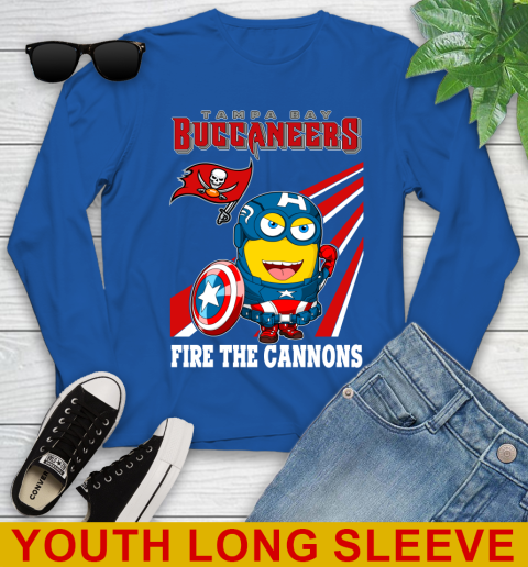 NFL Football Tampa Bay Buccaneers Captain America Marvel Avengers Minion Shirt Youth Long Sleeve 10
