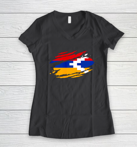 Artsakh Flag Proud Artsakh Support Artsakh Strong Armenia Women's V-Neck T-Shirt 6