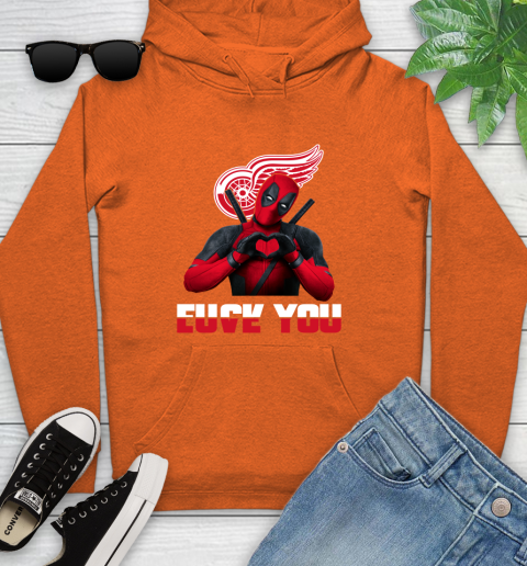 NHL Detroit Red Wings Deadpool Love You Fuck You Hockey Sports Youth Hoodie 4