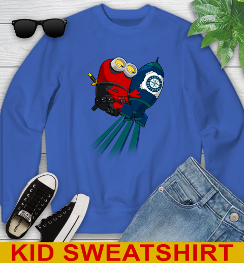 MLB Baseball Seattle Mariners Deadpool Minion Marvel Shirt Youth Sweatshirt 7 MLB Baseball Seattle Mariners Deadpool Minion Marvel Shirt Youth Sweatshirt - Image 7