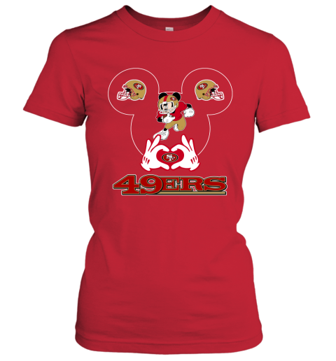 I Love The 49ers Mickey Mouse San Francisco 49ers Women's V-Neck T-Shirt 