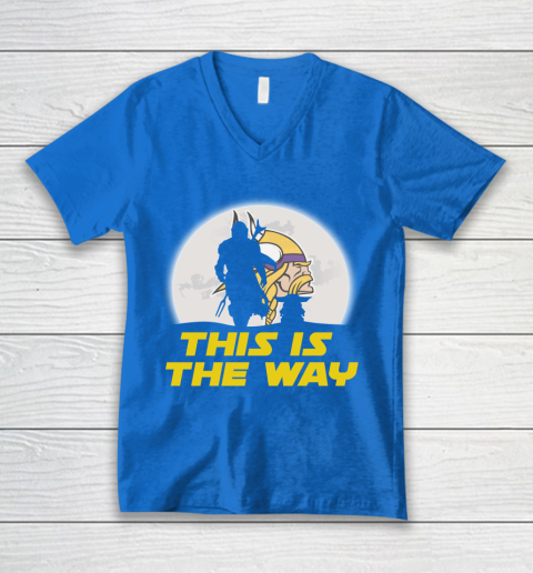 Minnesota Vikings NFL Football Star Wars Yoda And Mandalorian This Is The Way V-Neck T-Shirt 5