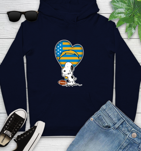 San Diego Chargers NFL Football The Peanuts Movie Adorable Snoopy Youth Hoodie 4