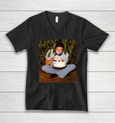 Johnny Cash Eating Cake V-Neck T-Shirt