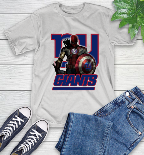 NFL Captain America Thor Spider Man Hawkeye Avengers Endgame Football New York Giants T-Shirt