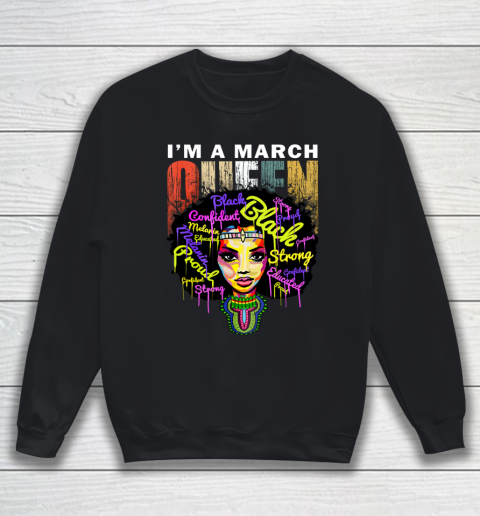 Womens March Birthday Queen Shirts for Women African Black Girl Sweatshirt