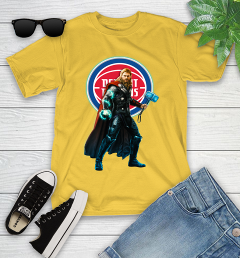 NBA Thor Avengers Endgame Basketball Detroit Pistons Youth T-Shirt 8