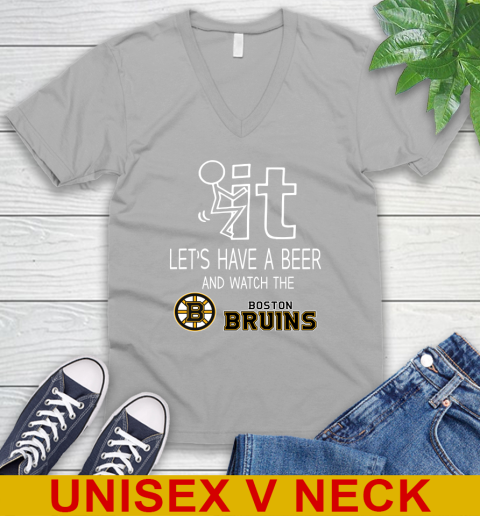 Boston Bruins Hockey NHL Let's Have A Beer And Watch Your Team Sports V-Neck T-Shirt 3