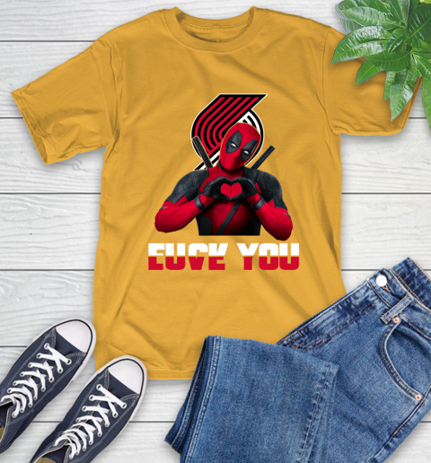 NBA Portland Trail Blazers Deadpool Love You Fuck You Basketball Sports T-Shirt 2