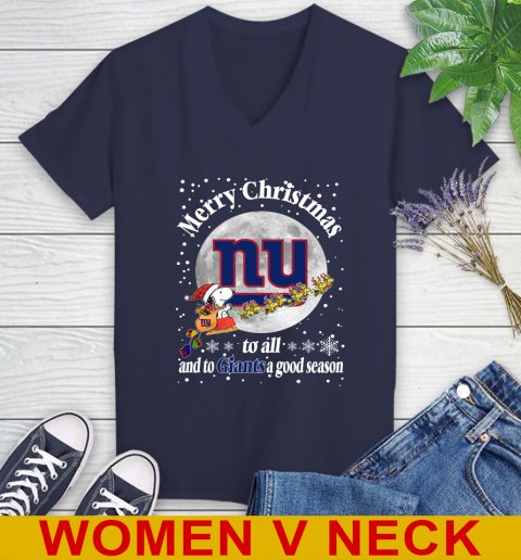 New York Giants Merry Christmas To All And To Giants A Good Season NFL Football Sports Women's V-Neck T-Shirt 12