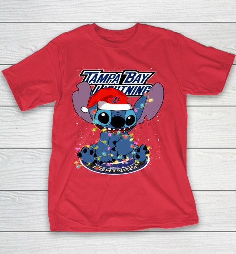Tampa Bay Lightning NHL Hockey noel stitch Christmas Youth T-Shirt 6