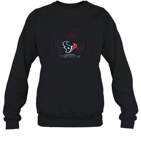 Apple Heartbeat Teacher Symbol Houston Texans Sweatshirt