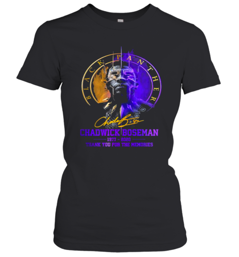 Black Panther Chadwick Boseman 1977 2020 Thank You For The Memories Signature Women's T-Shirt