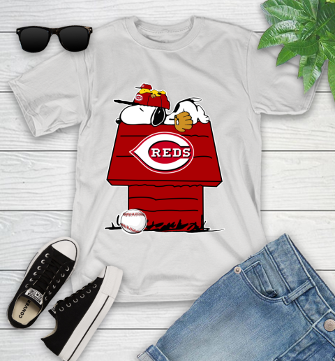 MLB Cincinnati Reds Snoopy Woodstock The Peanuts Movie Baseball T Shirt Youth T-Shirt