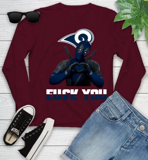 NHL Los Angeles Rams Deadpool Love You Fuck You Football Sports Youth Long Sleeve 6