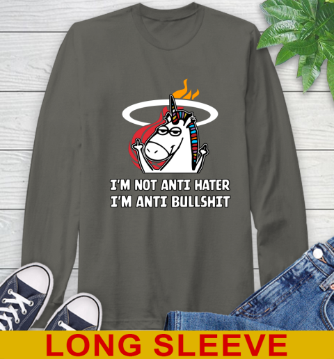 Miami Heat NBA Basketball Unicorn I'm Not Anti Hater I'm Anti Bullshit Long Sleeve T-Shirt 8
