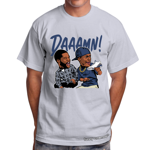 Air Jordan 3 True Blue Matching Sneaker Tshirt Daaamn Meme 2 Blue and White Jordan Shirt