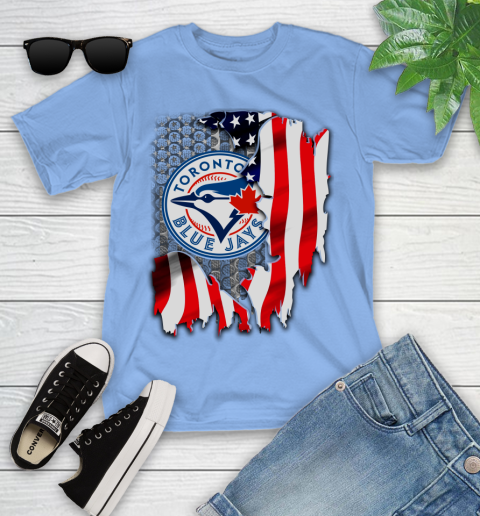 Toronto Blue Jays MLB Baseball American Flag Youth T-Shirt 15