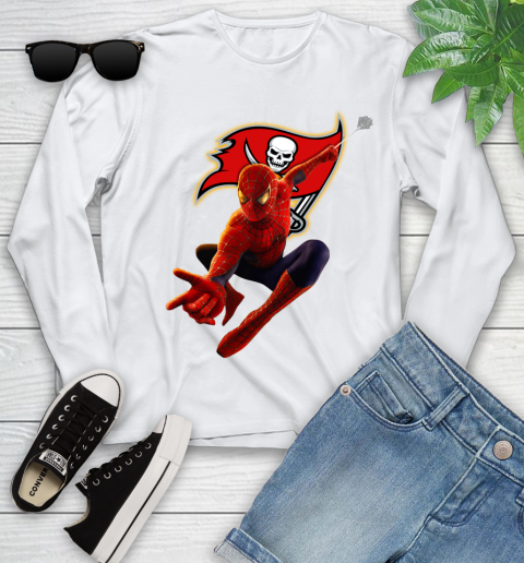 NFL Spider Man Avengers Endgame Football Tampa Bay Buccaneers Youth Long Sleeve