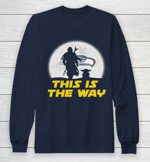 Seattle Seahawks NFL Football Star Wars Yoda And Mandalorian This Is The Way Long Sleeve T-Shirt 2