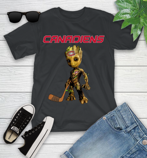 Montreal Canadiens NHL Hockey Groot Marvel Guardians Of The Galaxy Youth T-Shirt 2