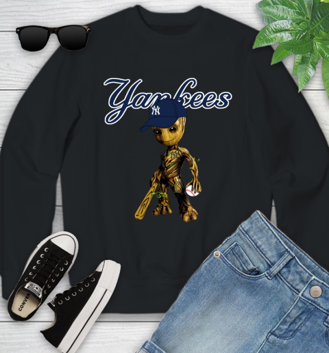 MLB New York Yankees Groot Guardians Of The Galaxy Baseball Youth Sweatshirt 2