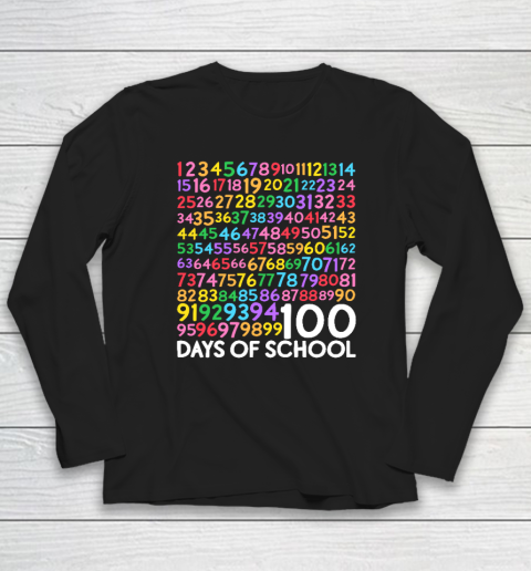 100th Day of School Teacher Kids 100 Days Math Numbers Long Sleeve T-Shirt