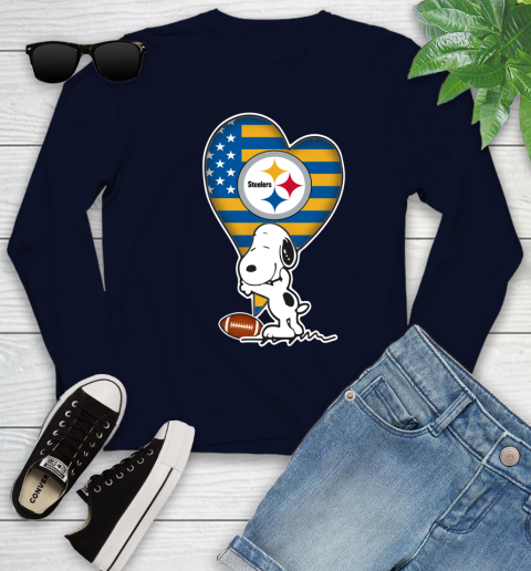 Pittsburgh Steelers NFL Football The Peanuts Movie Adorable Snoopy Youth Long Sleeve 3