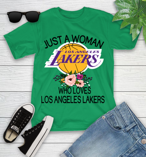 NBA Just A Woman Who Loves Los Angeles Lakers Basketball Sports Youth T-Shirt 3