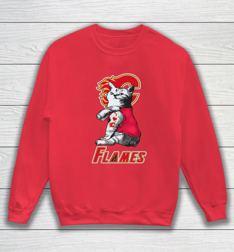 NHL My Cat Loves Calgary Flames Hockey Sweatshirt 7